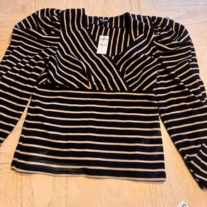 Express Black and Tan Striped Blouse